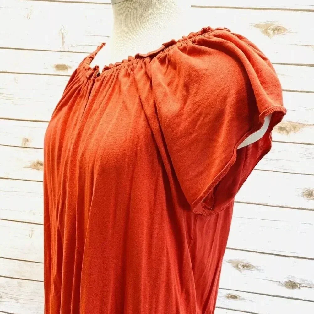 LOFT Women Short Sleeve Pullover Boat Neck Coral Casual Shirt Top Size Small - Picture 3 of 11